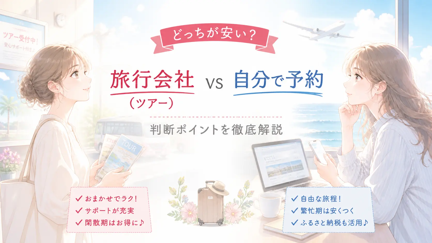 旅行会社と自分で予約はどっちが安い?判断ポイントを徹底解説