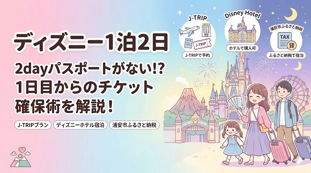 ディズニー1泊2日で2dayパスポートがない場合のチケット確保方法を紹介するアイキャッチ画像