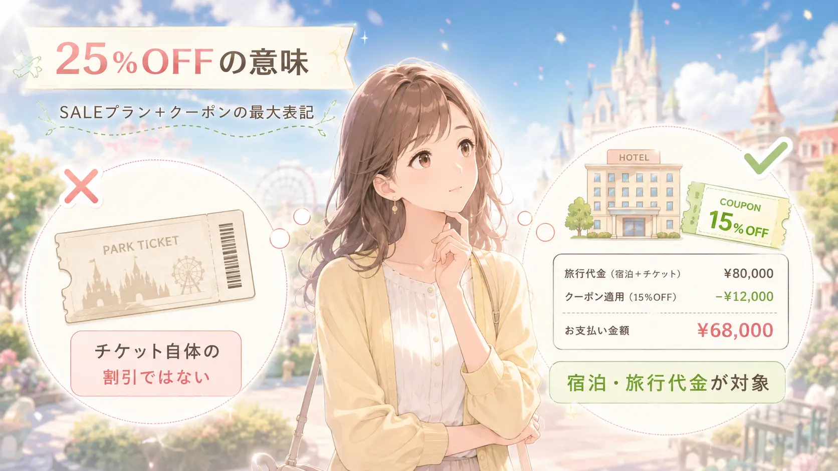 楽天トラベルUSJキャンペーン25%OFFの意味はチケット割引ではなく宿泊・旅行代金が対象