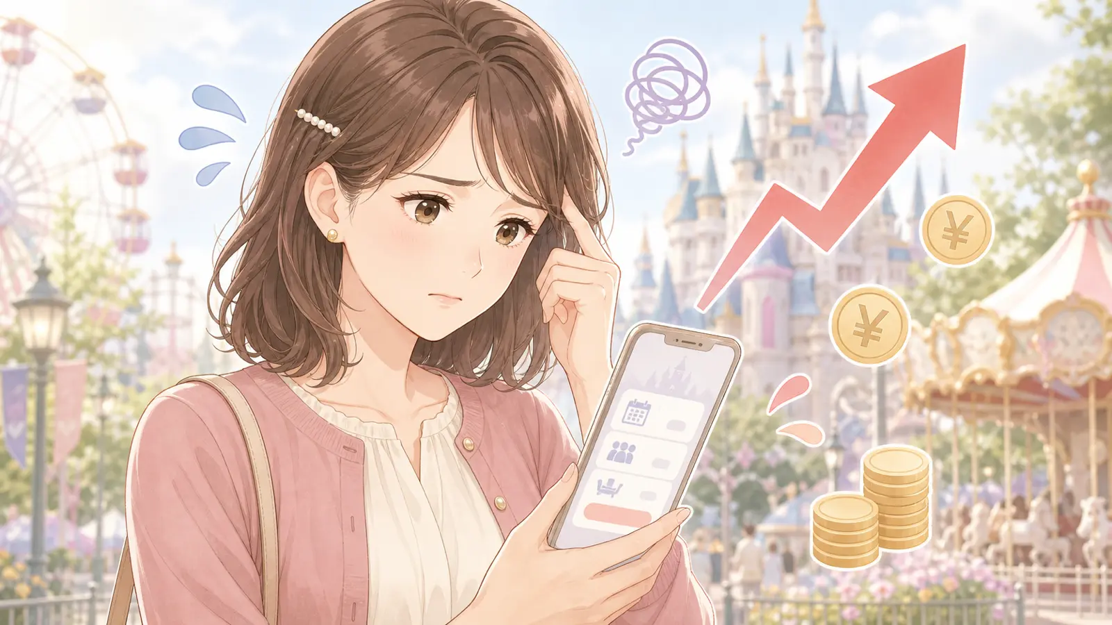 ディズニーの値上げで悩む女性
